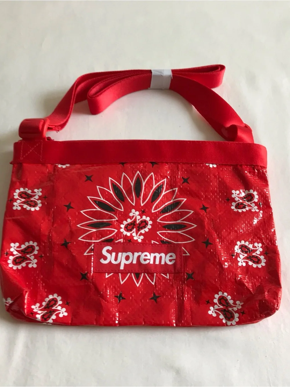 Supreme Bandana Tarp Side Bag Red Unisex SS21 New